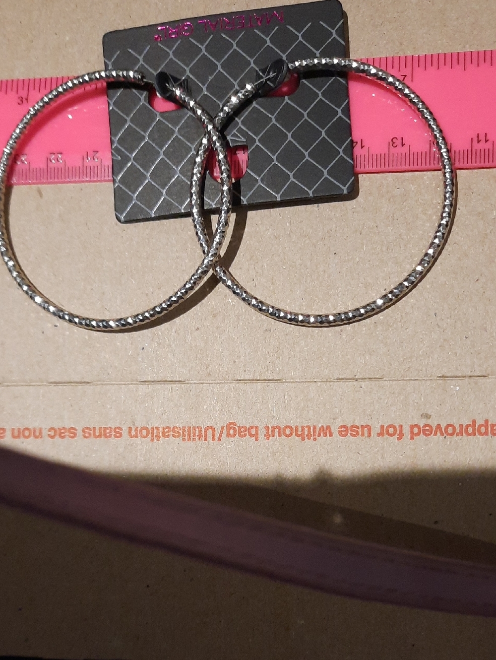 NWT MATERIAL GIRL MADONNA Huge Diamond Cut Silver Hoop Fashion Earrings